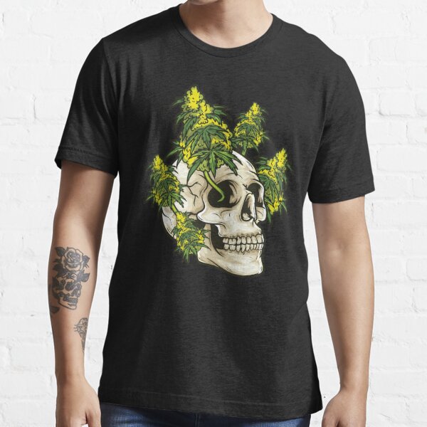 Skull with weed growing out of it