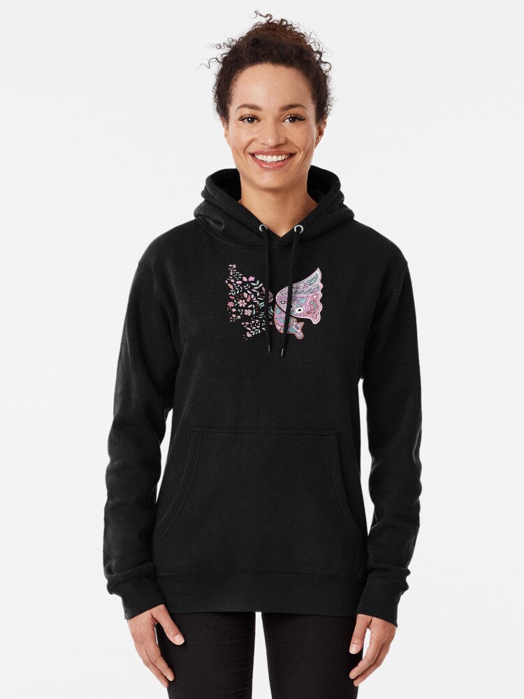 Butterfly and Flowers Pullover Hoodie