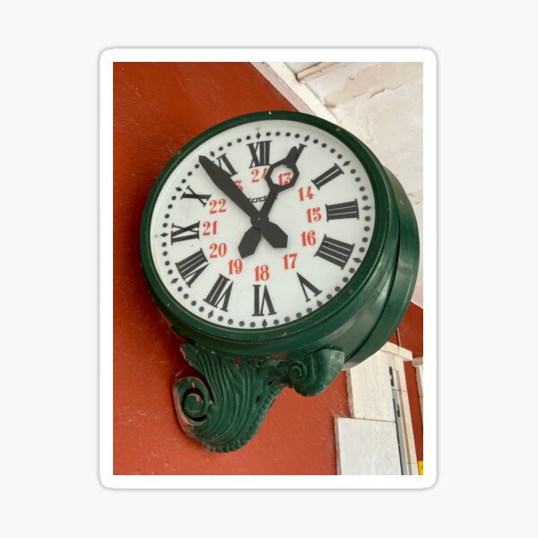 Double sided train station clock Pegatina