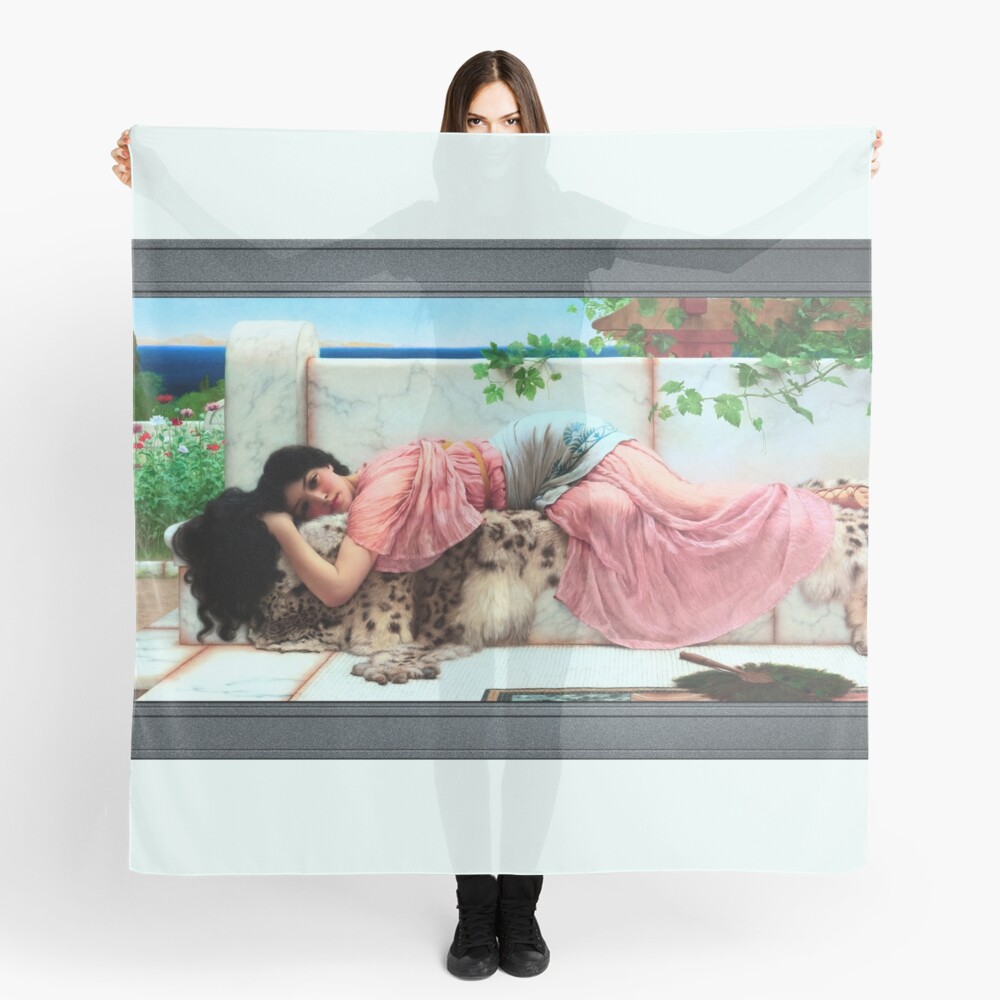 When The Heart Is Young by John William Godward Remastered Xzendor7 Classical Art Old Masters Reproductions Woman's Scarf