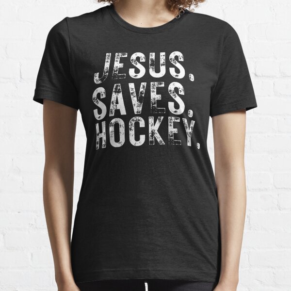 New Jesus Saves Hockey Jersey Puck Sports Funny DT Adult T-Shirt