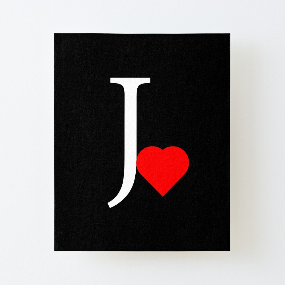 White Letter J with a red heart | Inittial letter J