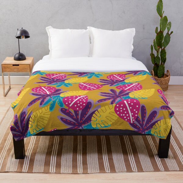 Item preview, yellow tropical flowers pattern - exotic style for fabrics designed and sold by mwangadesign.