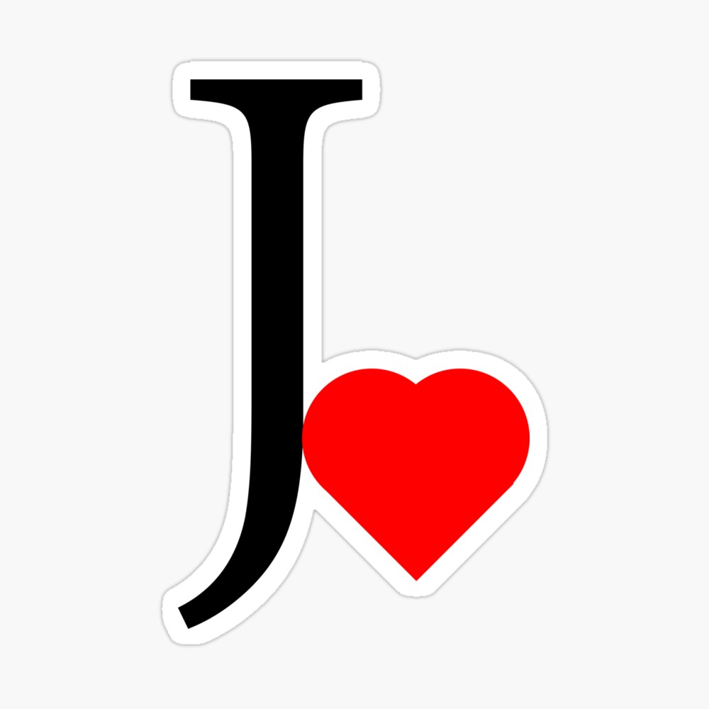Letter J with a red heart | Initial J with a heart