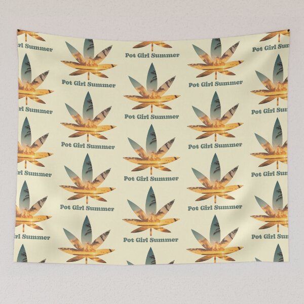 Item preview, Pot Girl Summer Weed Leaf Beach at Summer Yellow Sunset Pattern - For Stoners/Smokers 420/Weed/Marijuana/Cannabis/Pot Lovers designed and sold by SteamParliament.