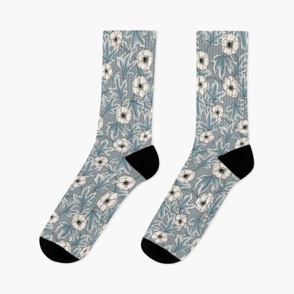 Item preview, Anemones and ivy leaves blue pattern designed and sold by RoseMaryWP.