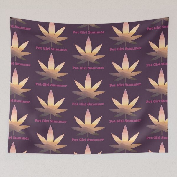 Item preview, Pot Girl Summer Weed Leaf Mountains at Summer Sunset Pattern - For Stoners/Smokers 420/Weed/Marijuana/Cannabis/Pot Lovers designed and sold by SteamParliament.