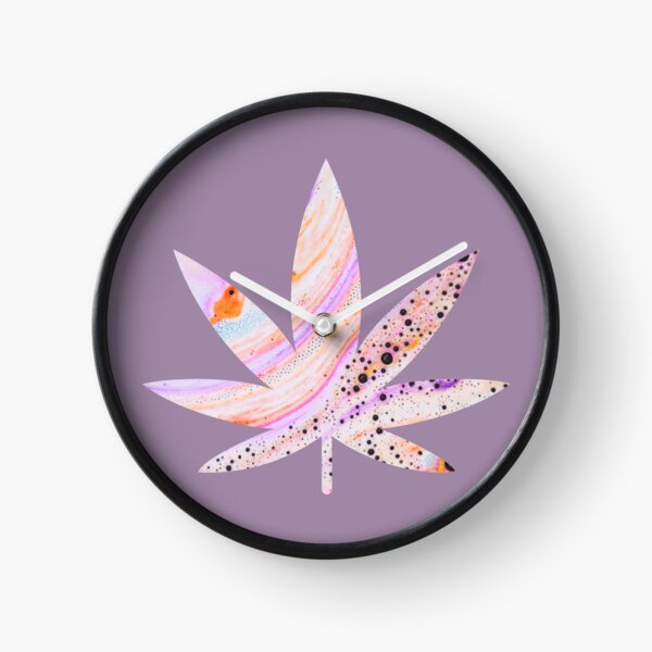 Weed Leaf Beach at Summer Rainbow Seafoam Pattern - For Stoners/Smokers 420/Weed/Marijuana/Cannabis/Pot Lovers Clock