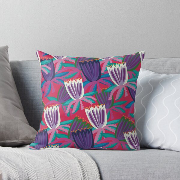 Item preview, Red purple flowers botanical pattern - pretty floral pattern for home decor designed and sold by mwangadesign.