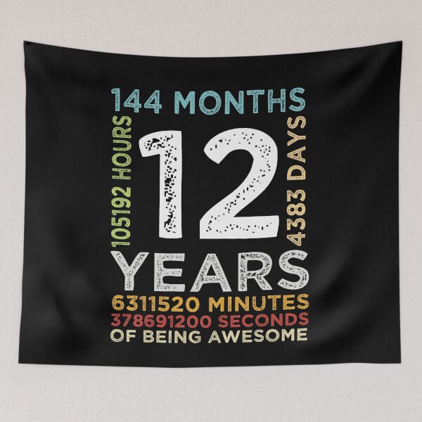 Item preview, Funny Kids 12th Birthday 12 Years Old Vintage Retro 144 Months Boys And Girls designed and sold by pedrored369.
