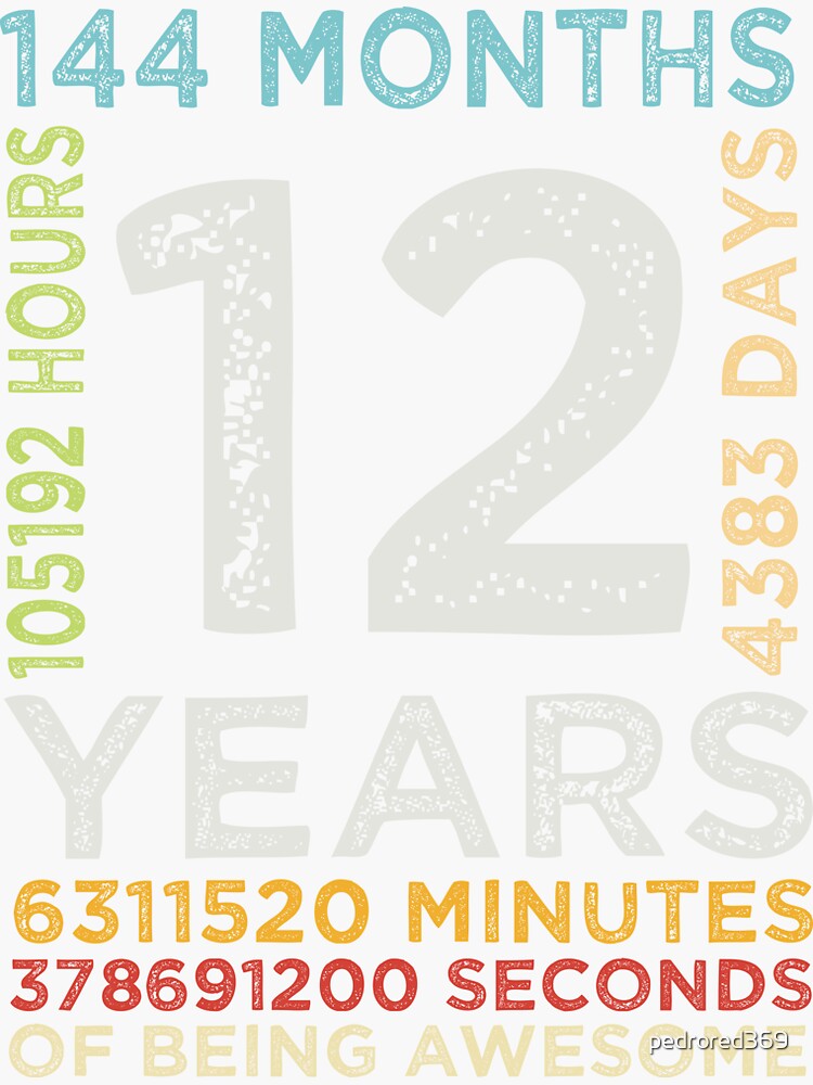 Number 12 (Vintage White) 12th Birthday' Sticker | Spreadshirt