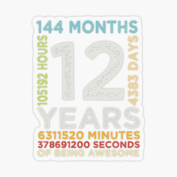 12nd Birthday Vintage 12 Years Old Retro 144 Sticker