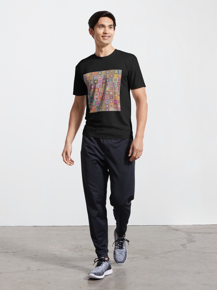 Thumbnail 5 of 7, Active T-Shirt, Retro Squares Abstract Geometric designed and sold by DigitalChickHub.