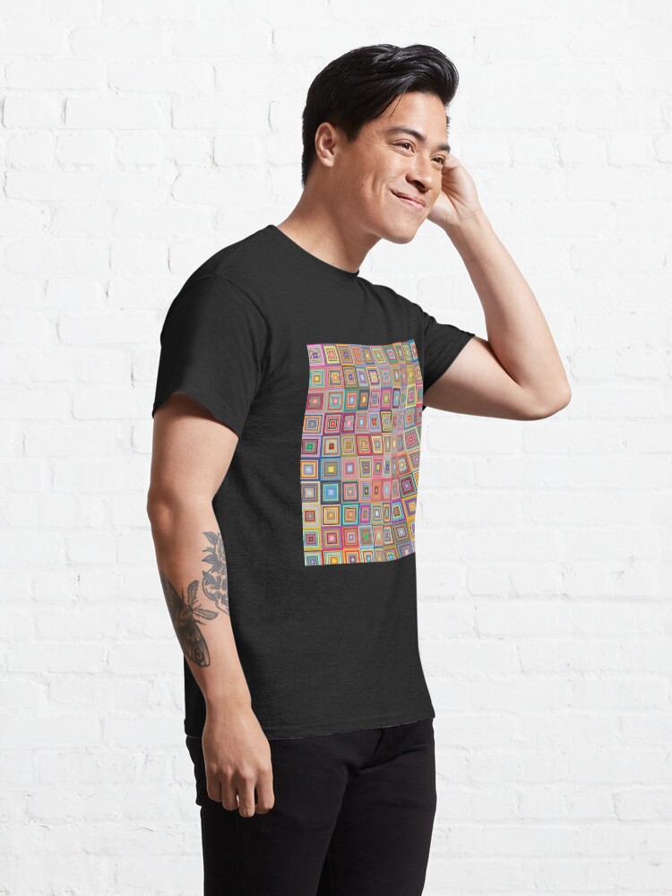 Thumbnail 5 of 7, Classic T-Shirt, Retro Squares Abstract Geometric designed and sold by DigitalChickHub.