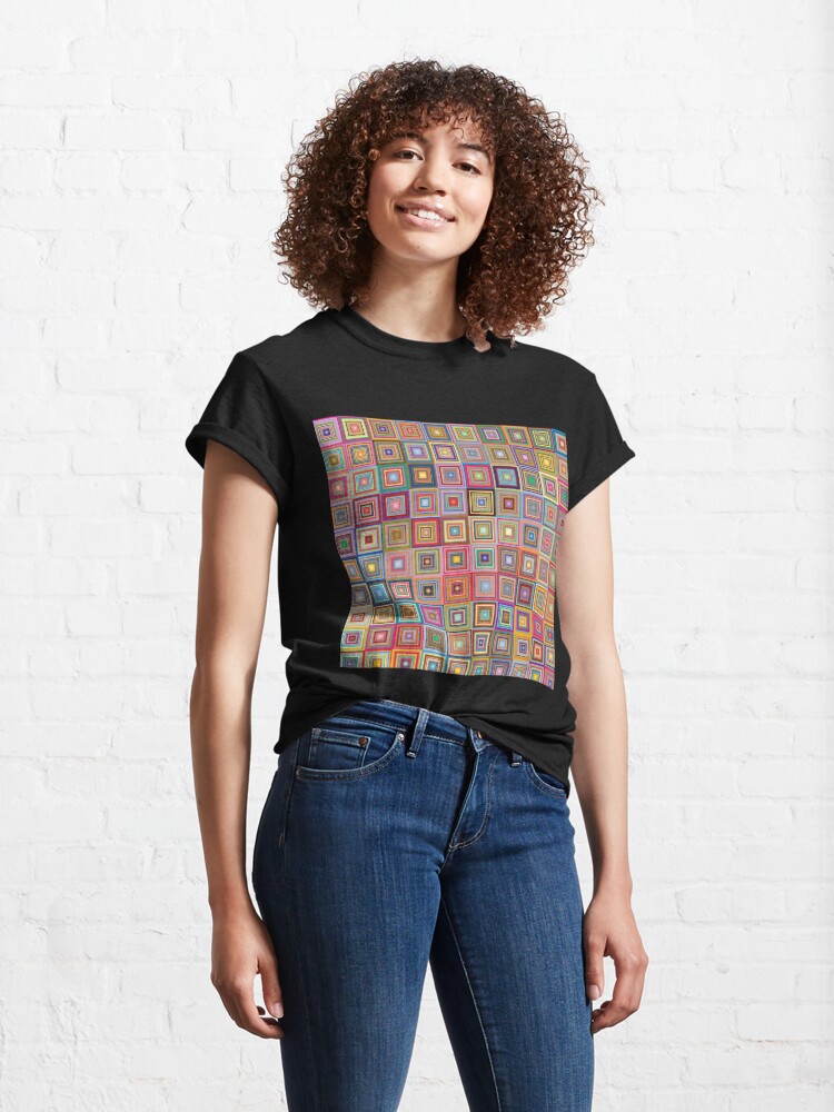 Classic T-Shirt, Retro Squares Abstract Geometric designed and sold by DigitalChickHub