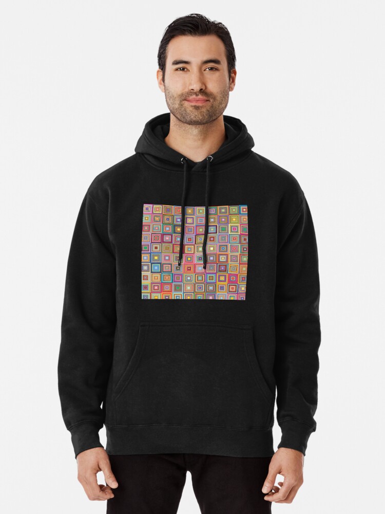 Thumbnail 1 of 5, Pullover Hoodie, Retro Squares Abstract Geometric designed and sold by DigitalChickHub.