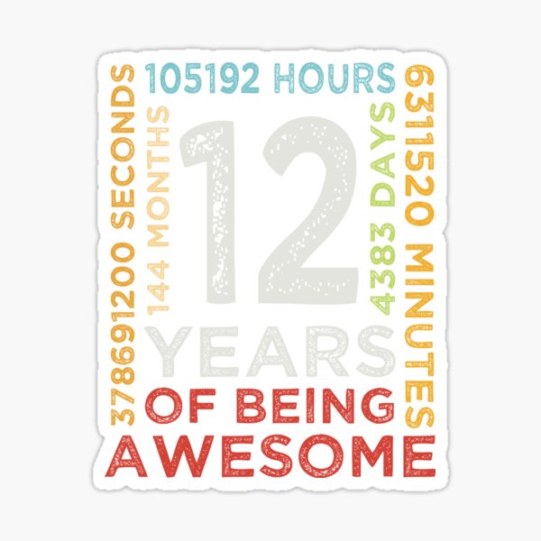 12nd Birthday Vintage 12 Years Old Retro 144 Sticker