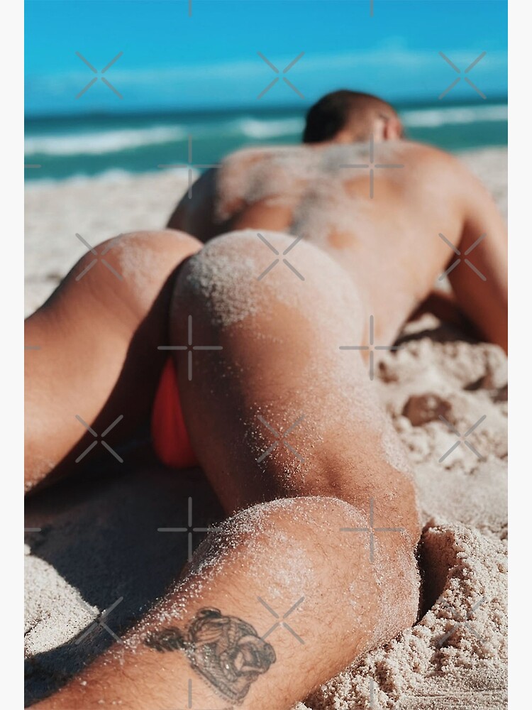 Disover Thick sexy guy with bubble butt in the beach, erotic male Nudee, male ass Premium Matte Vertical Poster