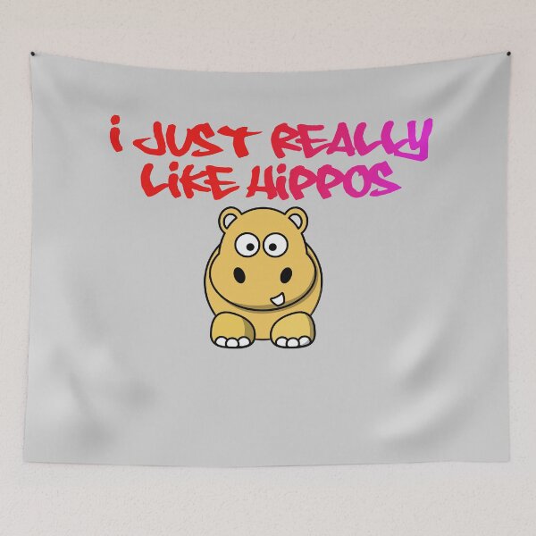 Item preview, I Really like Hippos, brown hippo - Coloured text designed and sold by shadowthor.