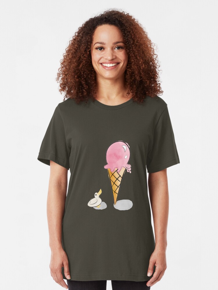 Alternate view of Duck gazing at ice-cream Slim Fit T-Shirt