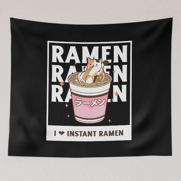 Item preview, Cat Eating Japanese Ramen Noodles Anime Kawaii  designed and sold by StudioTina.