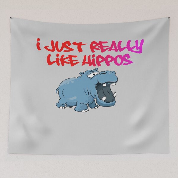 Item preview, I Really like Hippos, blue hippo - Coloured text designed and sold by shadowthor.