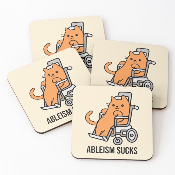 Item preview, Cute/Kawaii Ableism Sucks Design, Disabled Orange Cat in a Wheelchair designed and sold by SteamParliament.
