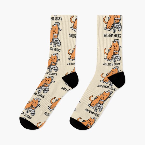 Item preview, Cute/Kawaii Ableism Sucks Design, Disabled Orange Cat in a Wheelchair designed and sold by SteamParliament.
