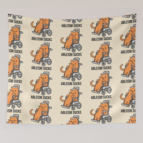 Item preview, Cute/Kawaii Ableism Sucks Design, Disabled Orange Cat in a Wheelchair designed and sold by SteamParliament.