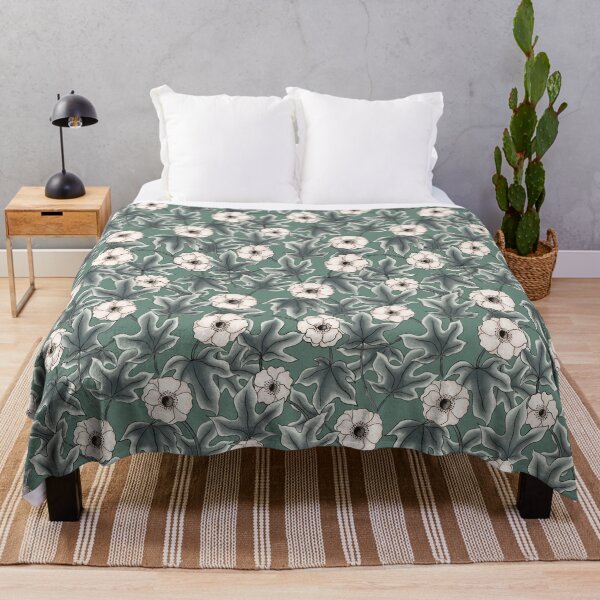 Item preview, Anemones and ivy leaves pattern green designed and sold by RoseMaryWP.