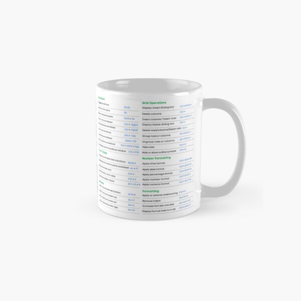 Excel Shortcuts Classic Mug