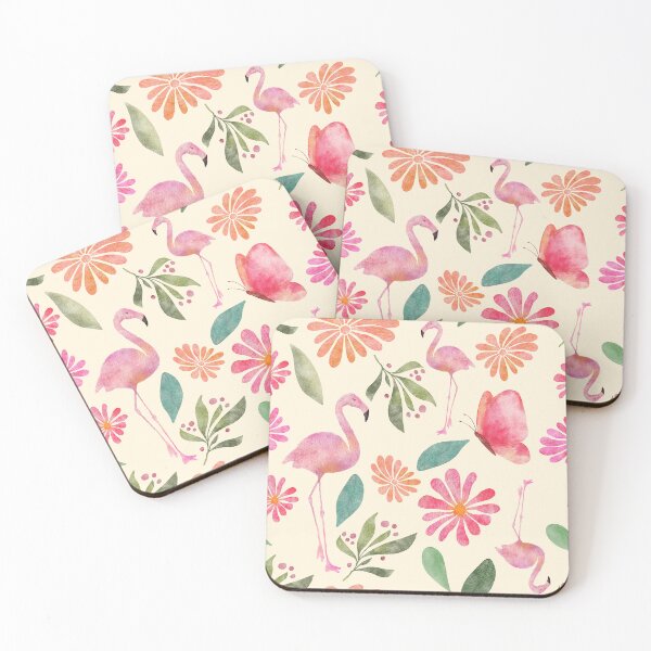 Artikelvorschau, Pastellrosa Flamingo-Blumenmuster entworfen und verkauft von silviaol.
