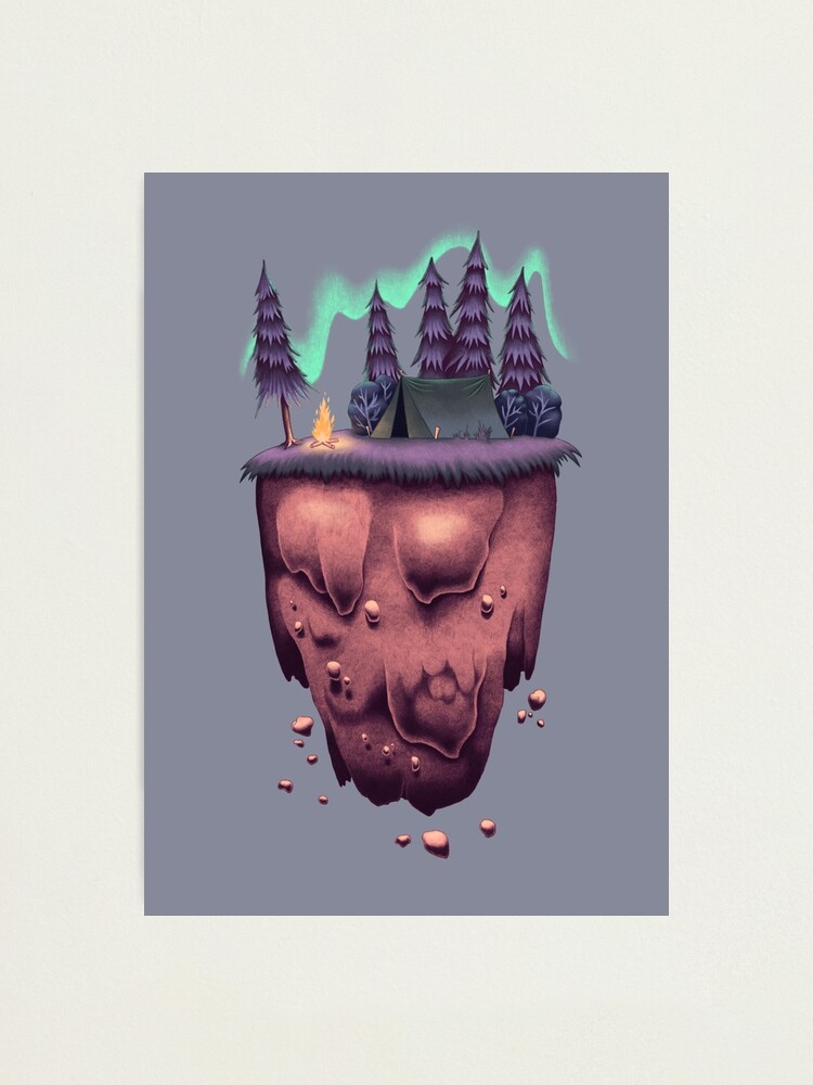 Alternative Ansicht von Floating Island with Aurora Borealis Fotodruck