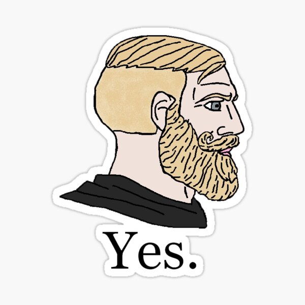 chad meme face \ chad face approving \ affirmative chad Sticker for Sale  by Mad-Boy