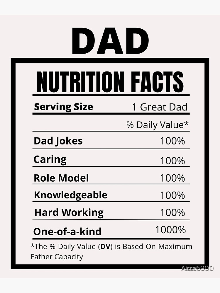 Dad Nutritional Facts Funny Gifts For Dad