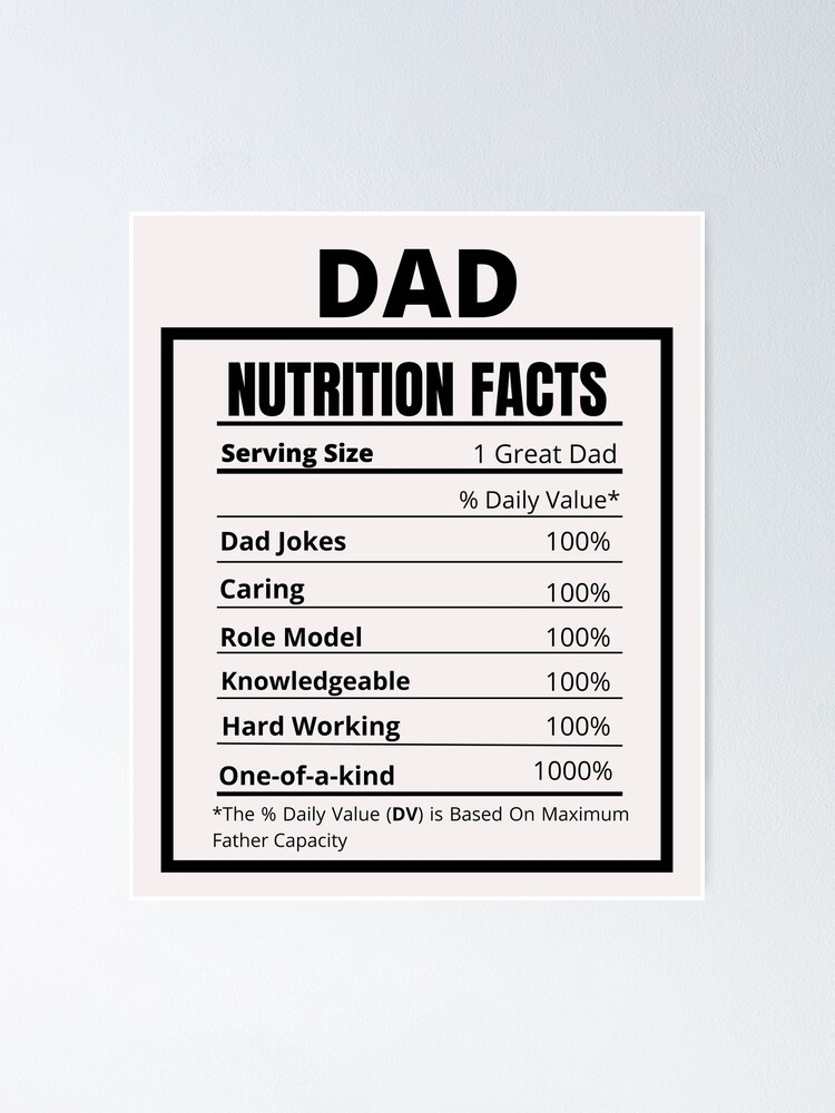 Dad Nutritional Facts Funny Gifts For Dad