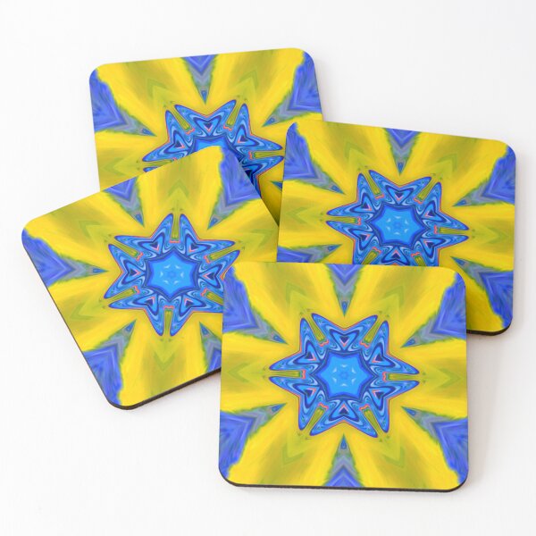 Item preview, Blue and yellow abstract psychedelic floral design designed and sold by Coexist In Tee's .