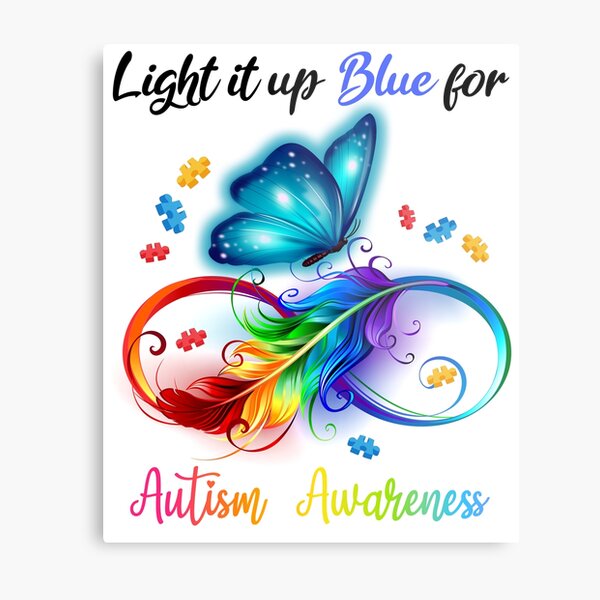 Lámina Metálica Enciéndalo Azul Para El Autismo Símbolo Del Infinito Lámina Metálica Enciéndalo Azul Para El Autismo Símbolo Del Infinito