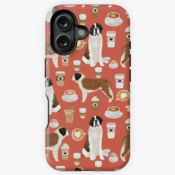 Item preview, Saint Bernard coffee dog breed pattern pet friendly pet portraits dog art by PetFriendly designed and sold by PetFriendly.