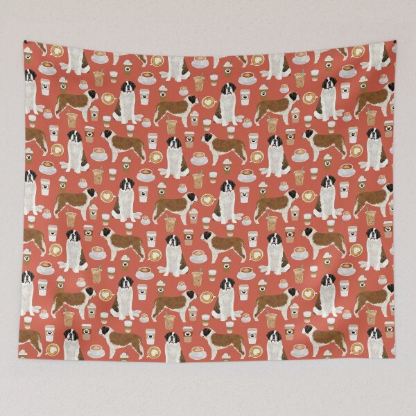 Item preview, Saint Bernard coffee dog breed pattern pet friendly pet portraits dog art by PetFriendly designed and sold by PetFriendly.