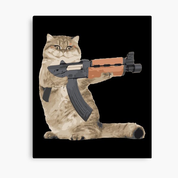 AK47 Kalashnikat Funny Cat Gun Canvas Print