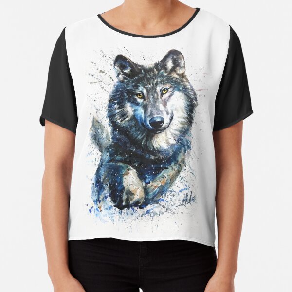 Wolf watercolor Chiffon Top