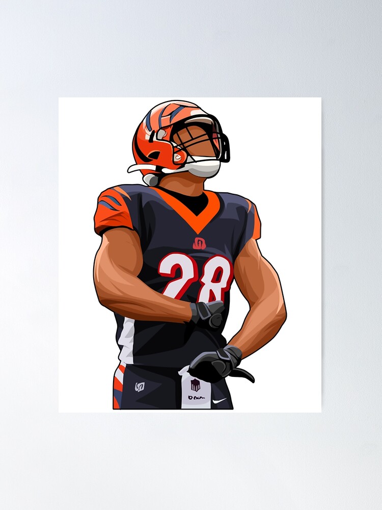 Joe Mixon Cincinnati Bengals Football Art Illustrated Poster 