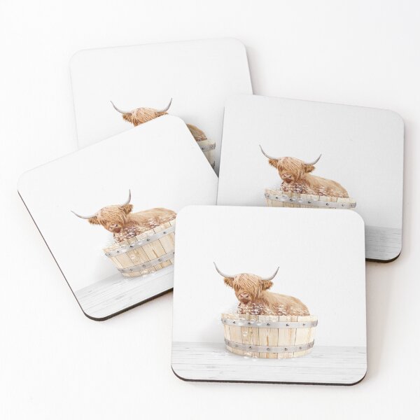 Item preview, Highland Cow in Wooden Bathtub, Cow Taking a Bath, Cow Bathing, Bathtub Animal Art Print By Synplus designed and sold by synplus.
