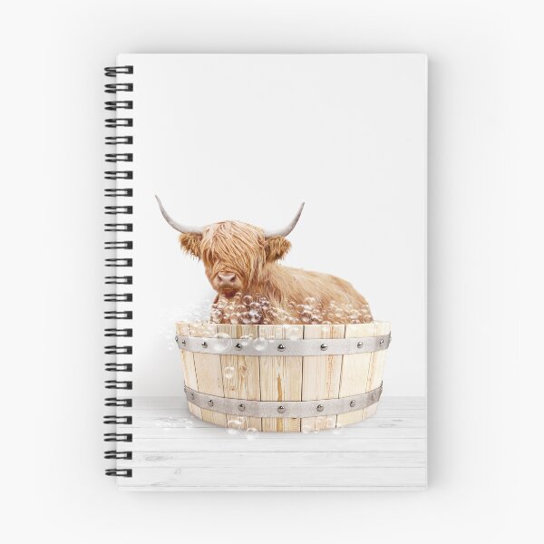 Item preview, Highland Cow in Wooden Bathtub, Cow Taking a Bath, Cow Bathing, Bathtub Animal Art Print By Synplus designed and sold by synplus.