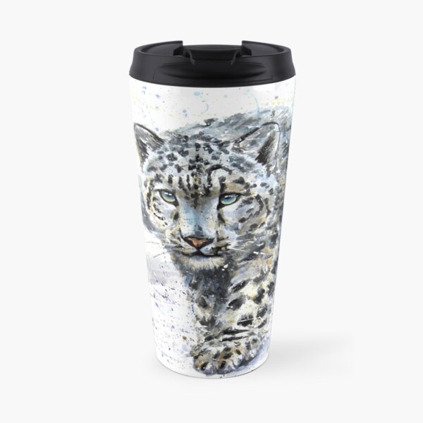 Snow leopard watercolor Travel Mug