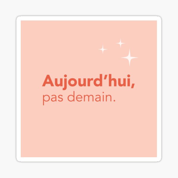 Aujourd'hui, pas demain. (version française) Sticker