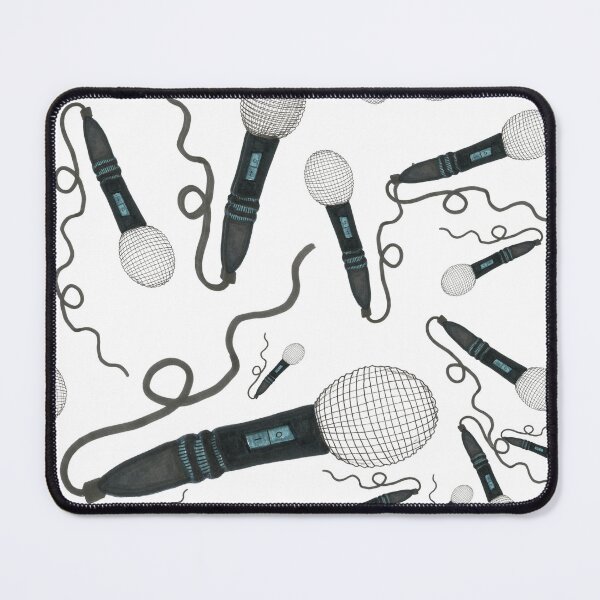 Item preview, Mic Drop Hand Drawn Pattern White Background Pop Music Vintage Retro Microphone designed and sold by H3designs.