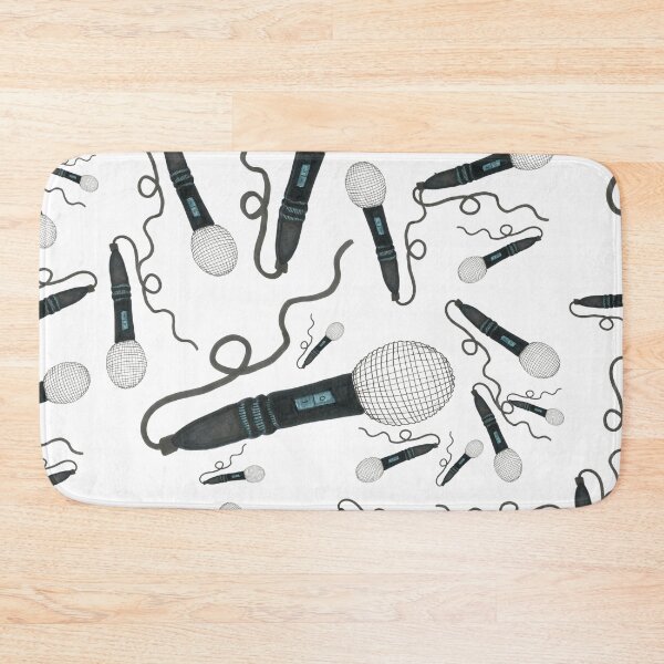 Item preview, Mic Drop Hand Drawn Pattern White Background Pop Music Vintage Retro Microphone designed and sold by H3designs.