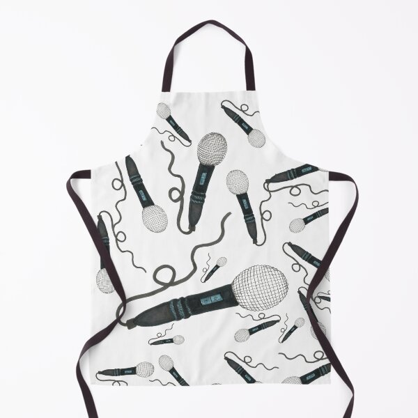 Item preview, Mic Drop Hand Drawn Pattern White Background Pop Music Vintage Retro Microphone designed and sold by H3designs.